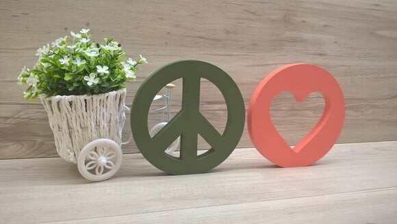 Simbolos Paz e Amor - 15 cm DUO