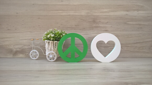 Simbolos Paz e Amor - 15 cm DUO