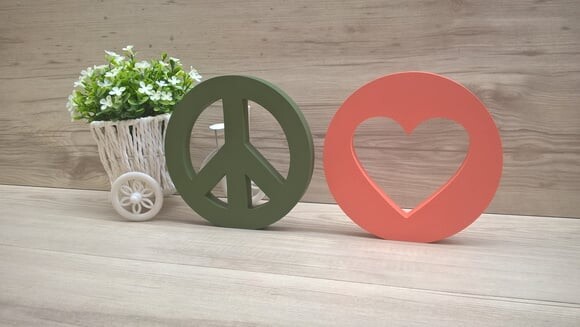 Simbolos Paz e Amor - 15 cm DUO