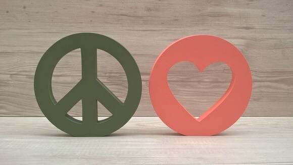 Simbolos Paz e Amor - 15 cm DUO
