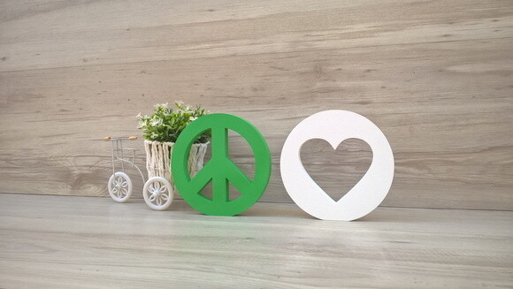 Simbolos Paz e Amor - 15 cm DUO