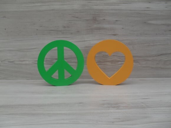 Símbolos Paz e Amor - 15 cm DUO