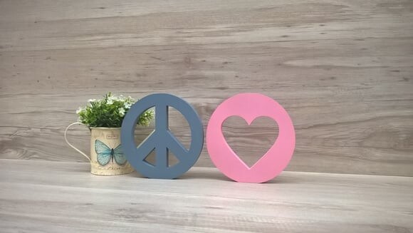 Símbolos Paz e Amor - 15 cm DUO