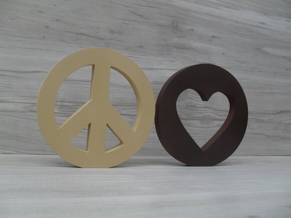 Símbolos Paz e Amor - 15 cm DUO