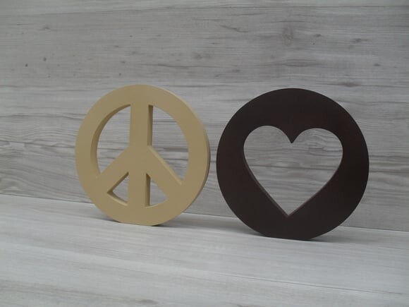 Símbolos Paz e Amor - 15 cm DUO
