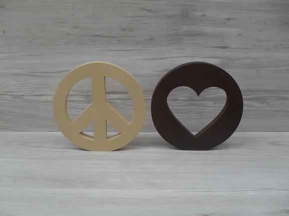 Símbolos Paz e Amor - 15 cm DUO