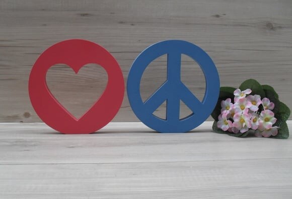 Símbolos Paz e Amor - 15 cm DUO
