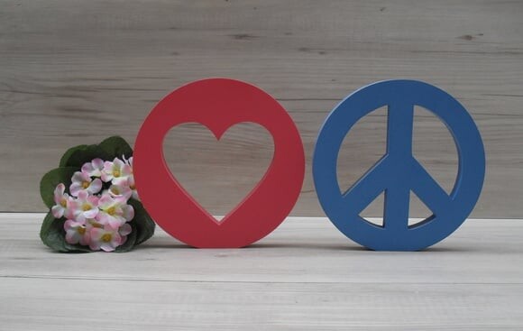 Símbolos Paz e Amor - 15 cm DUO