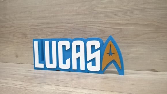 StarTrek - Nome Personalizado de Mesa em MDF - LUCAS 10 cm