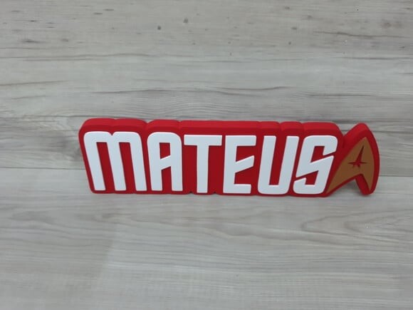 StarTrek - Nome Personalizado de Mesa em MDF - MATEUS 10 cm