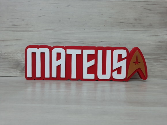 StarTrek - Nome Personalizado de Mesa em MDF - MATEUS 10 cm