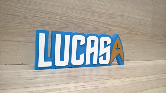 StarTrek - Nome Personalizado de Mesa em MDF - LUCAS 10 cm