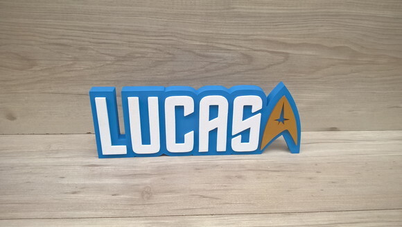StarTrek - Nome Personalizado de Mesa em MDF - LUCAS 10 cm