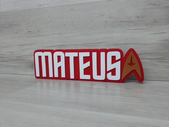 StarTrek - Nome Personalizado de Mesa em MDF - MATEUS 10 cm
