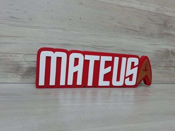 StarTrek - Nome Personalizado de Mesa em MDF - MATEUS 10 cm