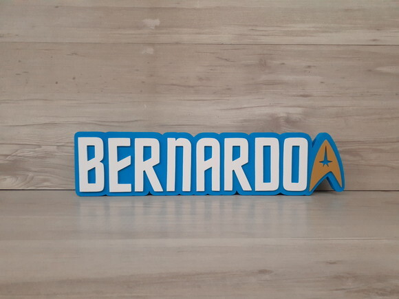 StarTrek - Nome Personalizado de Mesa em MDF BERNARDO 10 cm