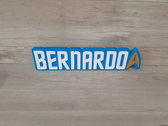 StarTrek - Nome Personalizado de Mesa em MDF BERNARDO 10 cm