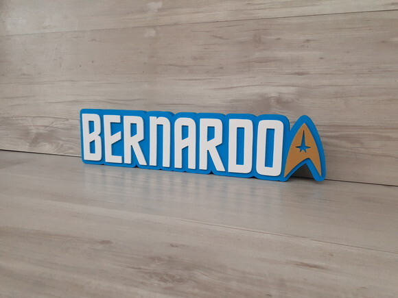 StarTrek - Nome Personalizado de Mesa em MDF BERNARDO 10 cm