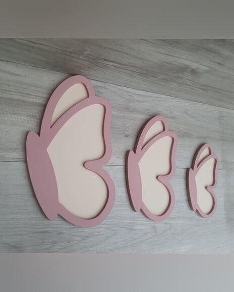 Trio Borboletas de Lado - para Parede - Feitas em mdf