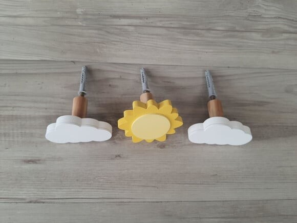 Trio Cabideiros/gancho Pendurador Infantil - Sol e Nuvens
