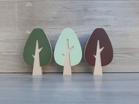Trio de Árvores Escandinavas em mdf Mod. Gota - 15 cm