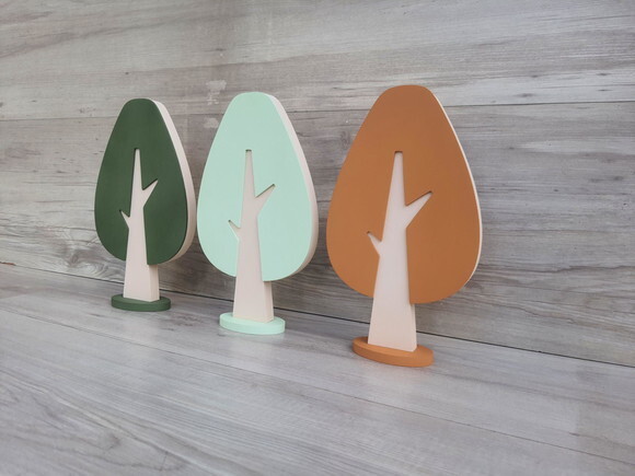 Trio de Árvores Escandinavas em mdf - Mod. Gota - 25 cm