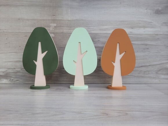 Trio de Árvores Escandinavas em mdf - Mod. Gota - 25 cm