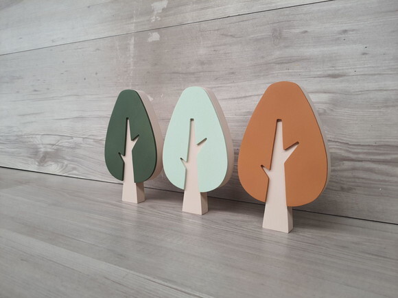 Trio de Árvores Escandinavas em mdf Mod. Gota - 15 cm