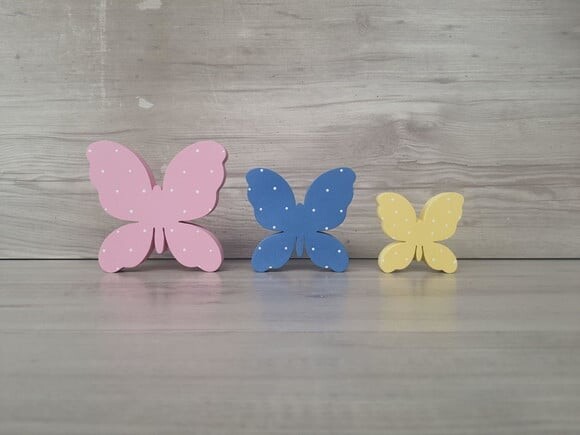 Trio de Borboletas de Mesa em mdf - 10, 8 e 6 cm