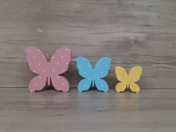 Trio De Borboletas De Mesa Em Mdf