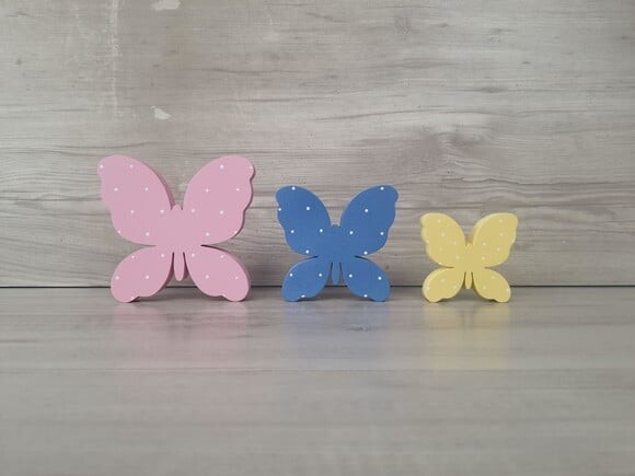 Trio de Borboletas de Mesa em mdf - 10, 8 e 6 cm