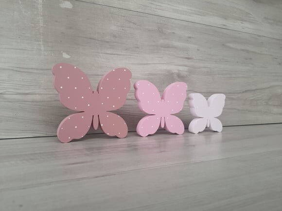 Trio de Borboletas de Mesa em mdf - 12, 10 e 8 cm