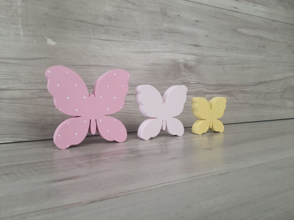 Trio de Borboletas de Mesa em mdf - 10, 8 e 6 cm