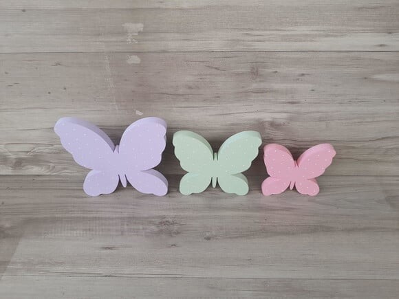 Trio de Borboletas de Mesa em mdf - 18, 15 e 12 cm