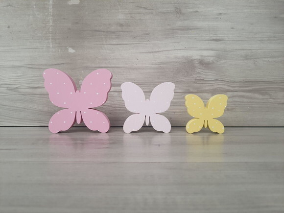 Trio de Borboletas de Mesa em mdf - 10, 8 e 6 cm