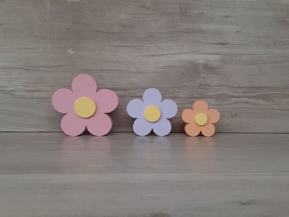 Trio de Flores de Mesa em mdf