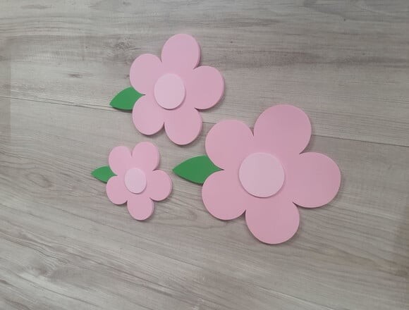 Trio de Flores de Parede em mdf - Jardim Encantado
