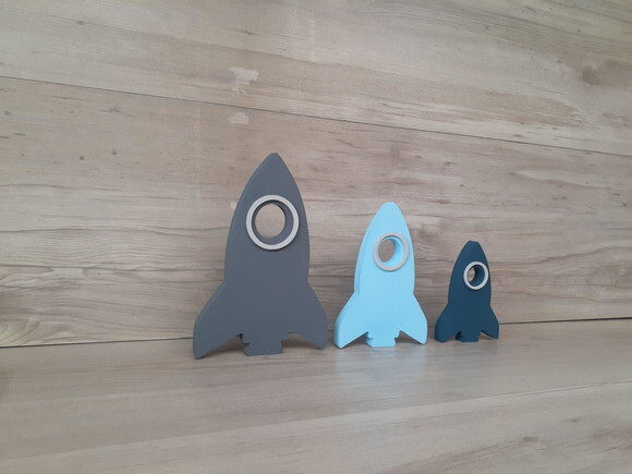 Trio de Foguetes de Mesa em mdf