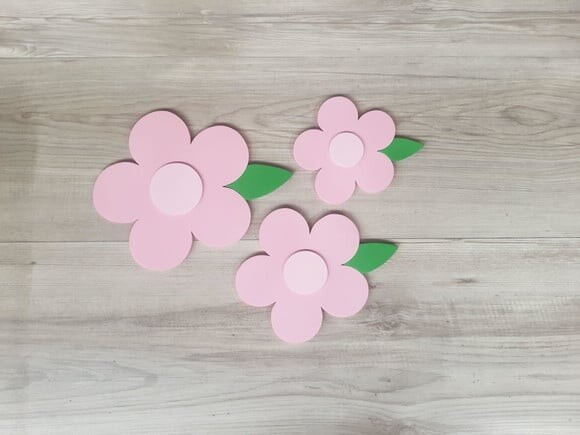 Trio de Flores de Parede em mdf - Jardim Encantado