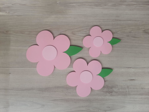 Trio de Flores de Parede em mdf - Jardim Encantado