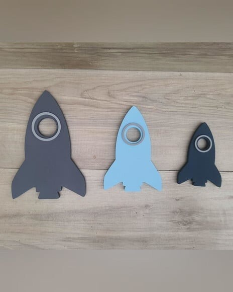 Trio de Foguetes de Parede em mdf