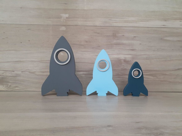 Trio de Foguetes de Mesa em mdf