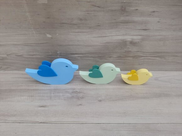 Trio de Passarinhos de Mesa em mdf