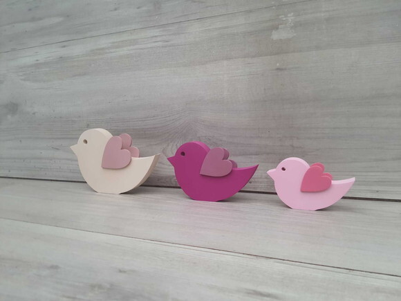 Trio de Passarinhos de Mesa em mdf