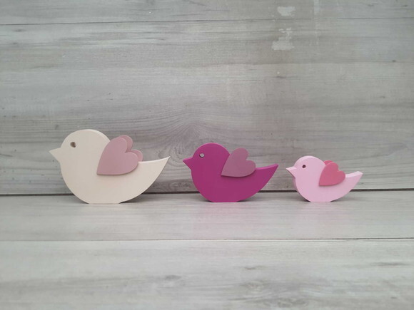 Trio de Passarinhos de Mesa em mdf