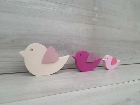 Trio de Passarinhos de Mesa em mdf