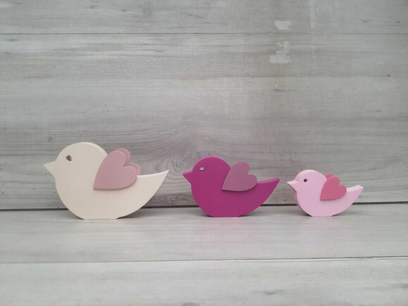 Trio de Passarinhos de Mesa em mdf
