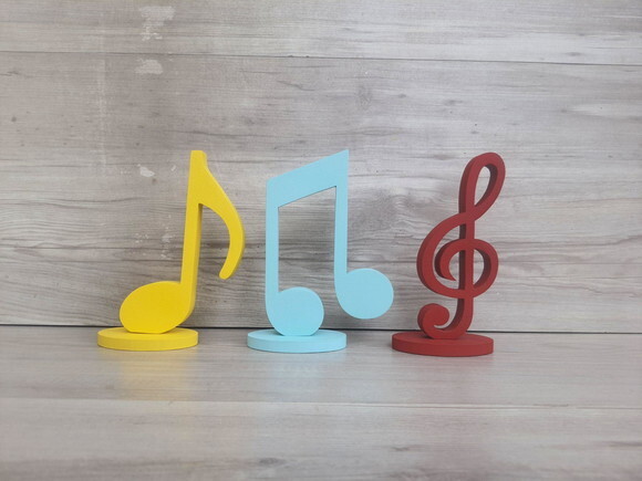 Trio Notas Musicais em mdf - Peça de Mesa - 15 cm