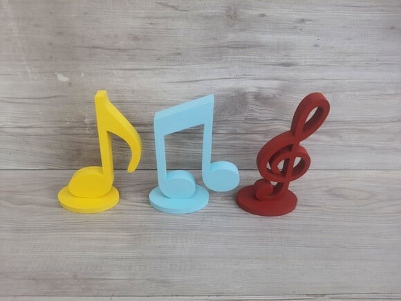 Trio Notas Musicais em mdf - Peça de Mesa - 15 cm