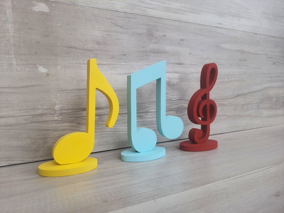 Trio Notas Musicais em mdf - Peça de Mesa - 15 cm